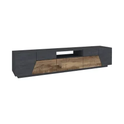 Base TV acero e ardesia 260x43x46h cm 4 ante e 2 cassetti - Asdrubale