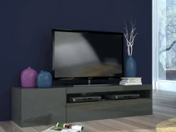 Base TV antracite lucido 170x40x35h cm in legno - Ardesia