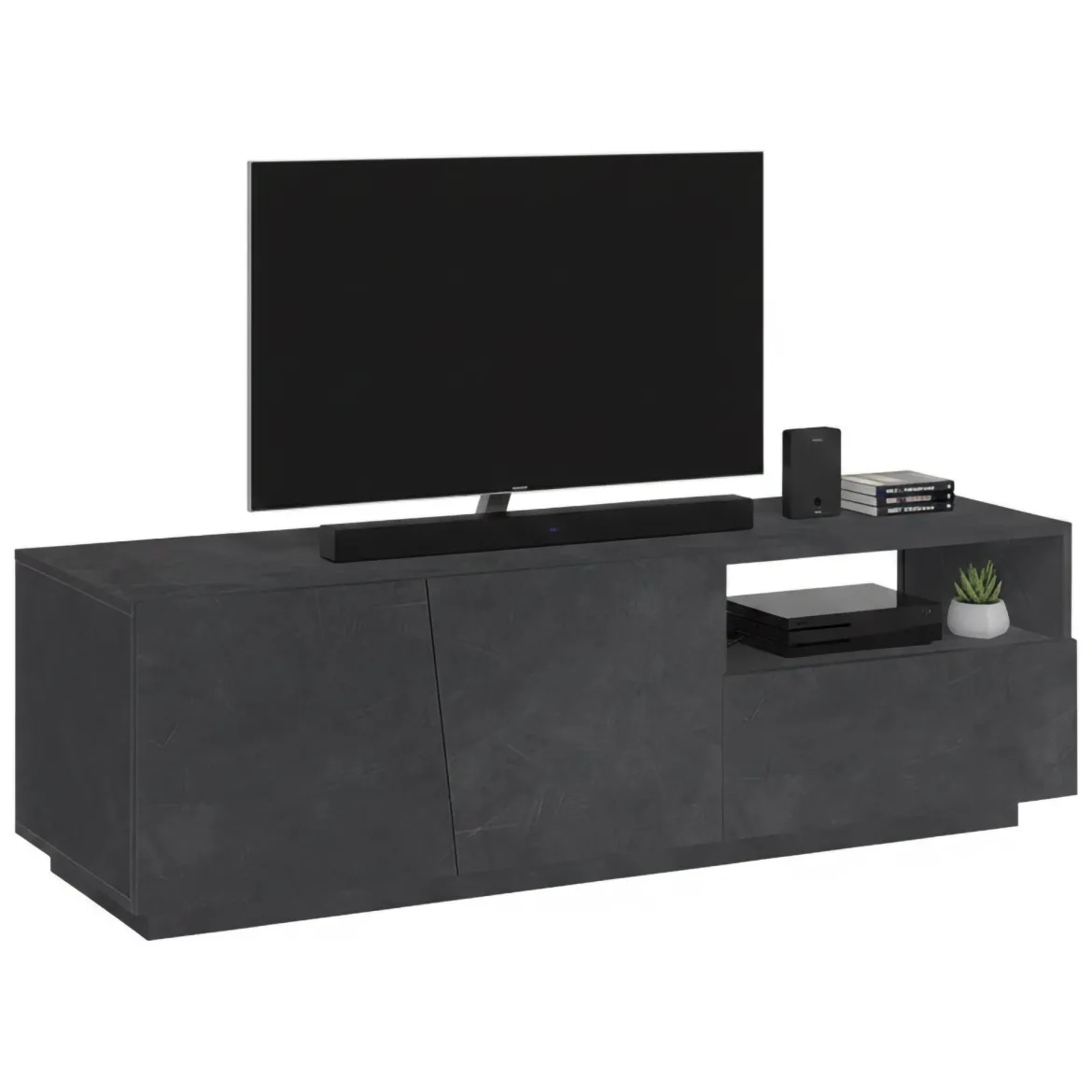 Base TV ardesia 150x43x46h cm 2 ante e 1 cassetto - Aiace