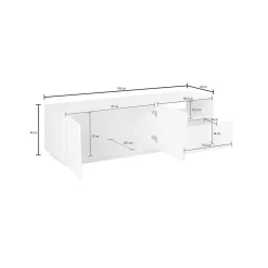 Base TV ardesia 150x43x46h cm 2 ante e 1 cassetto - Aiace