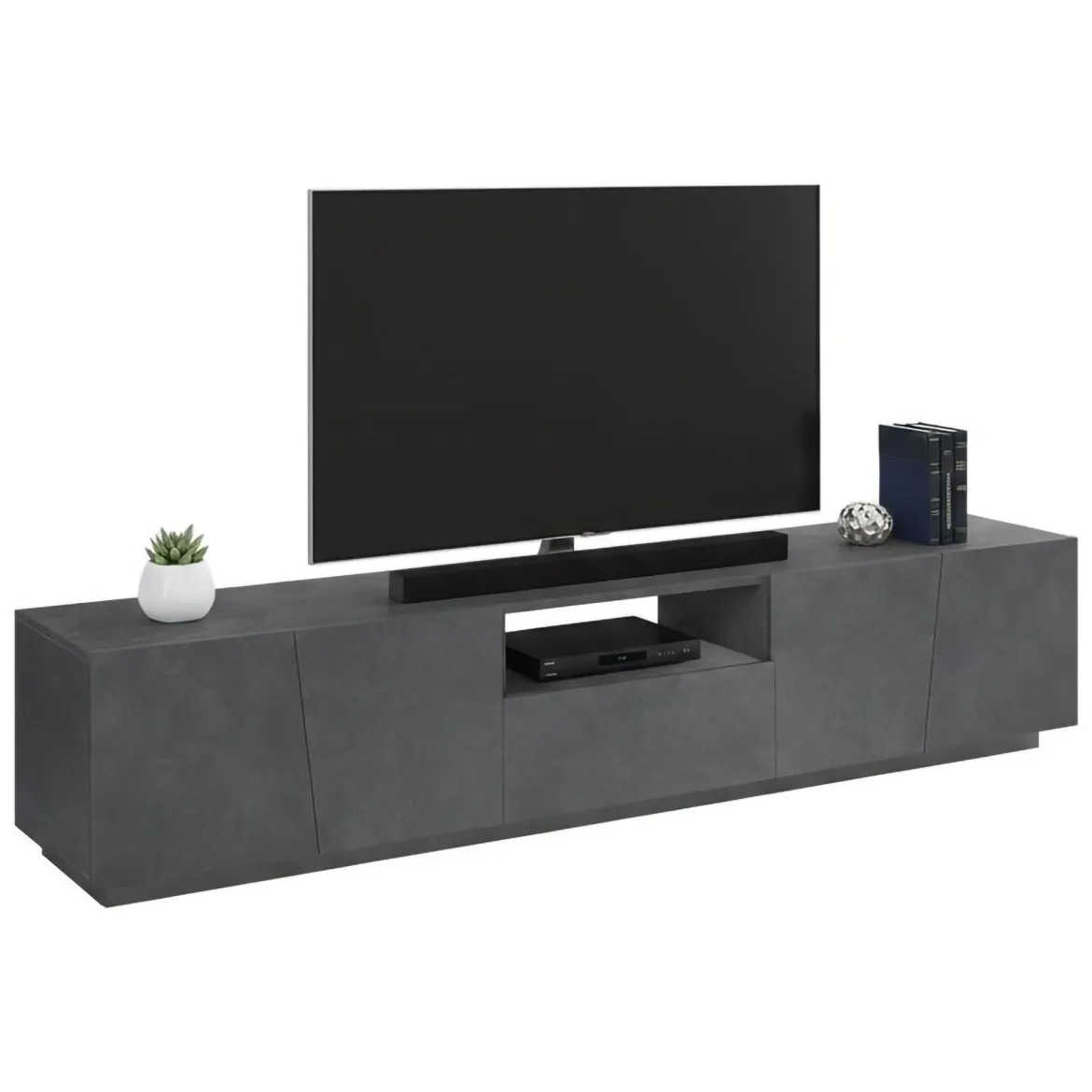 Base TV ardesia 244x44x46h cm 6 ante e 1 cassetto - Aemilor