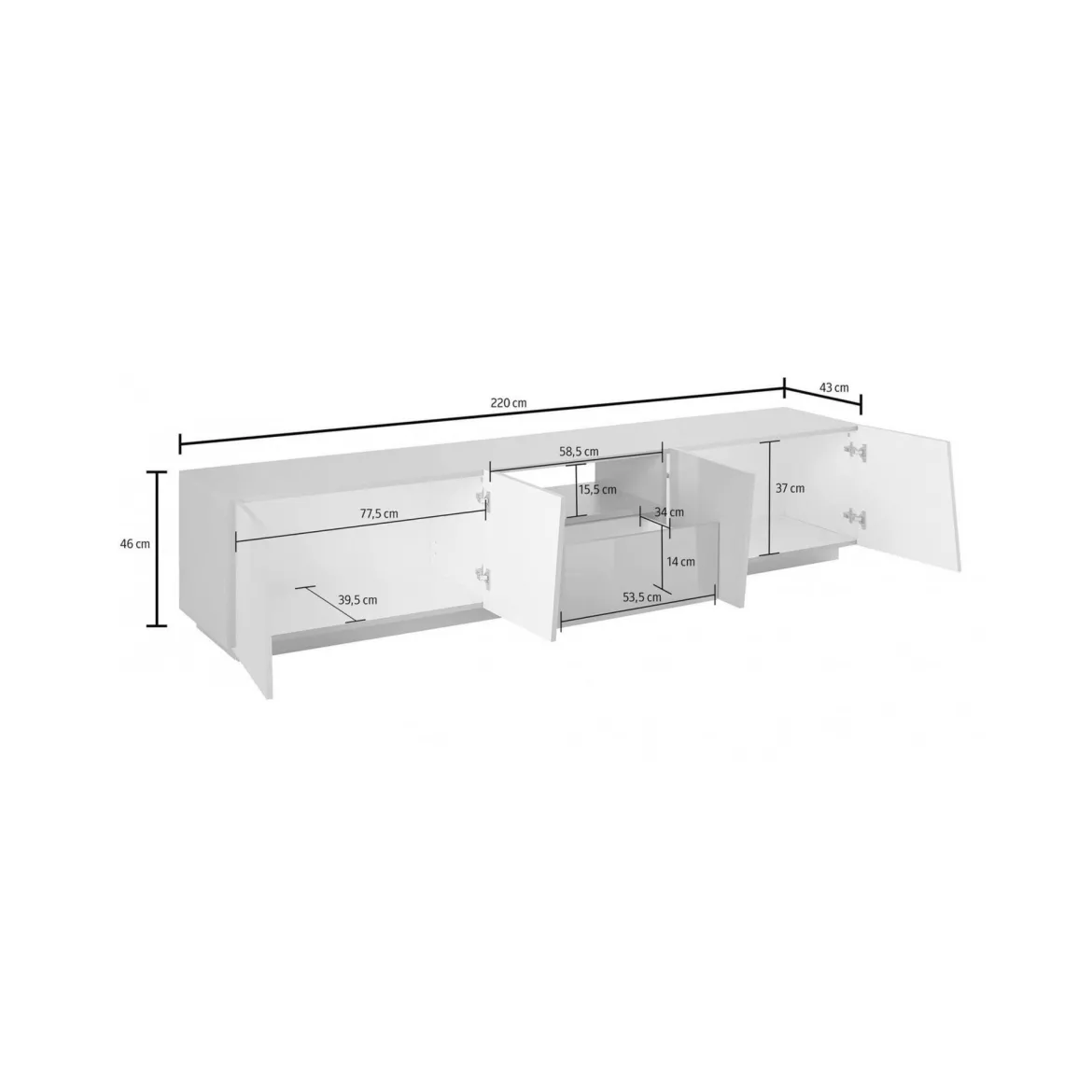 Base TV ardesia 244x44x46h cm 6 ante e 1 cassetto - Aemilor