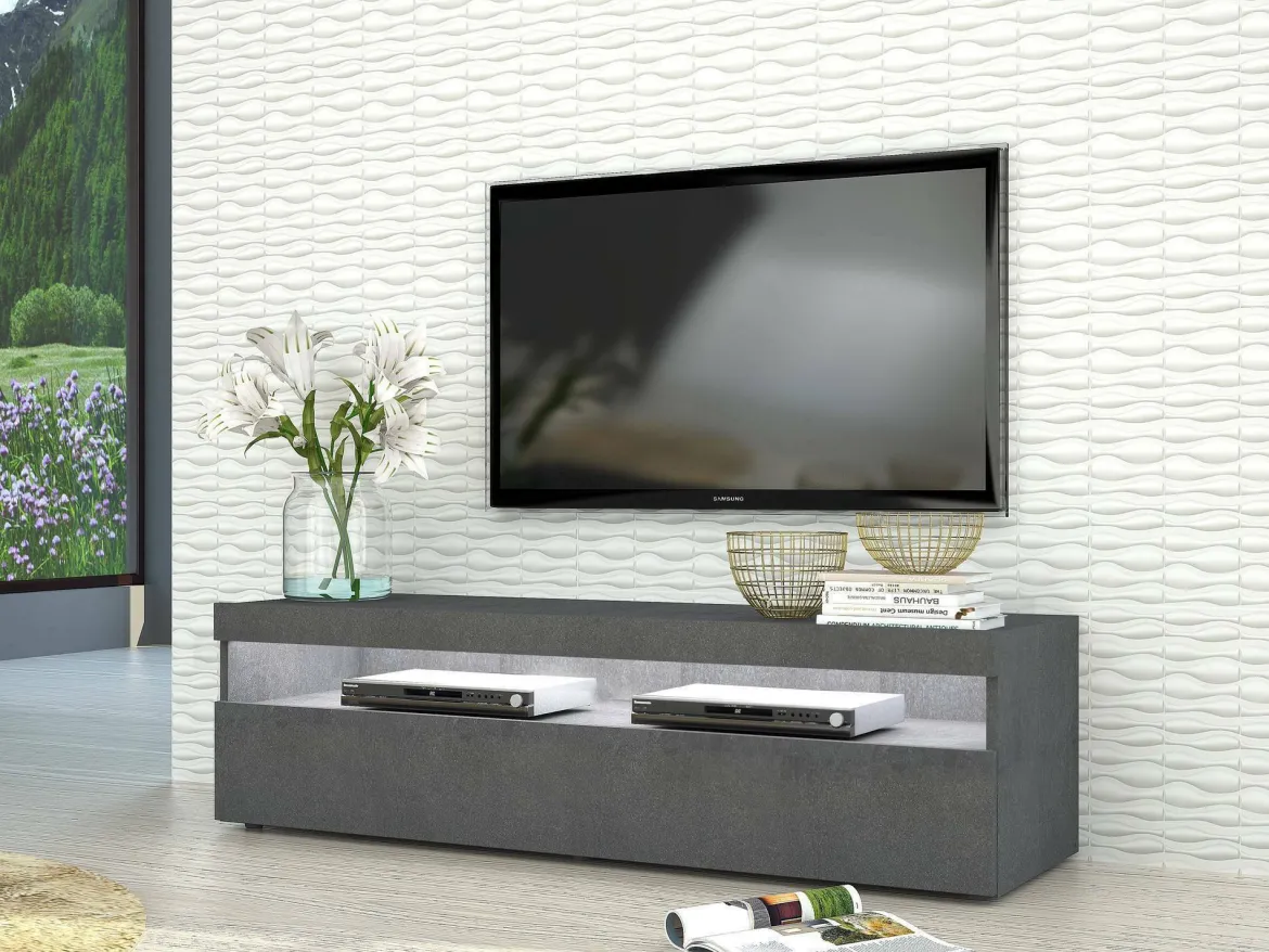 Base TV ardesia 130x45x36h cm in legno - Gianna