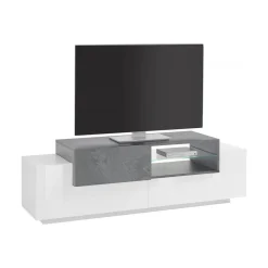 Base TV bianco lucido,cemento 160x45x51h cm 3 ante - Andris