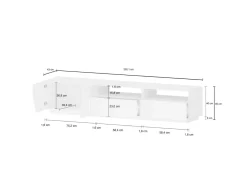 Base TV bianco lucido e acero 200x45x52h cm 3 ante - Arold