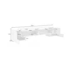 Base TV bianco lucido e acero 220x43x46h cm 4 ante e 1 cassetto - Animai