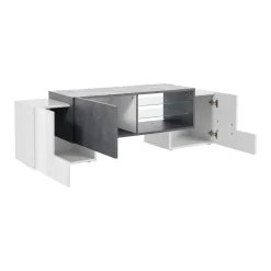 Base TV bianco lucido e ardesia 100x45x45h cm 3 ante - Moldavite