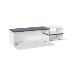Base TV bianco lucido e ardesia 160x40x46h cm 2 ante - Fluorite