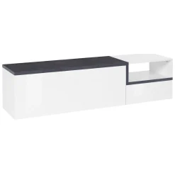 Base TV bianco lucido e ardesia 160x40x46h cm 2 ante - Fluorite