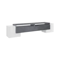 Base TV bianco lucido e ardesia 210x45x45h cm 3 ante - Amis