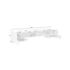 Base TV bianco lucido e ardesia 210x45x45h cm 3 ante - Amis