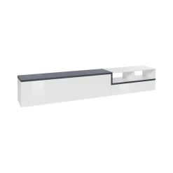 Base TV bianco lucido e ardesia 240x45x52h cm 3 ante - Tiche