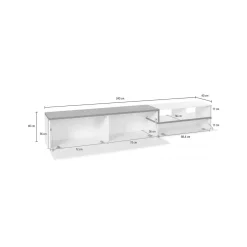Base TV bianco lucido e ardesia 240x45x52h cm 3 ante - Tiche