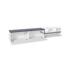 Base TV bianco lucido e ardesia 240x45x52h cm 3 ante - Tiche