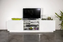 Base TV bianco lucido 180x41x46h cm 2 ante - Lola