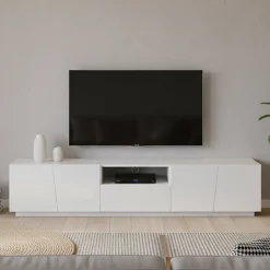 Base TV bianco lucido 220x43x46h cm 4 ante e 1 cassetto - Azzurras