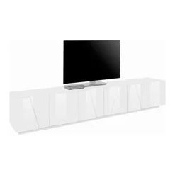 Base TV bianco lucido 244x44x46h cm 6 ante e 1 cassetto - Aemilor