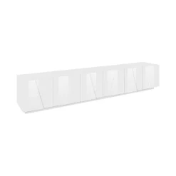 Base TV bianco lucido 244x44x46h cm 6 ante e 1 cassetto - Aemilor