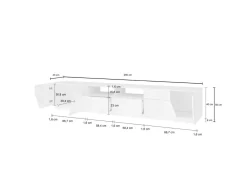 Base TV bianco lucido 260x43x46h cm 4 ante e 2 cassetti - Asdrubale