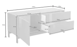 Base TV bianco lucido 110x40x47h cm in legno - Azad