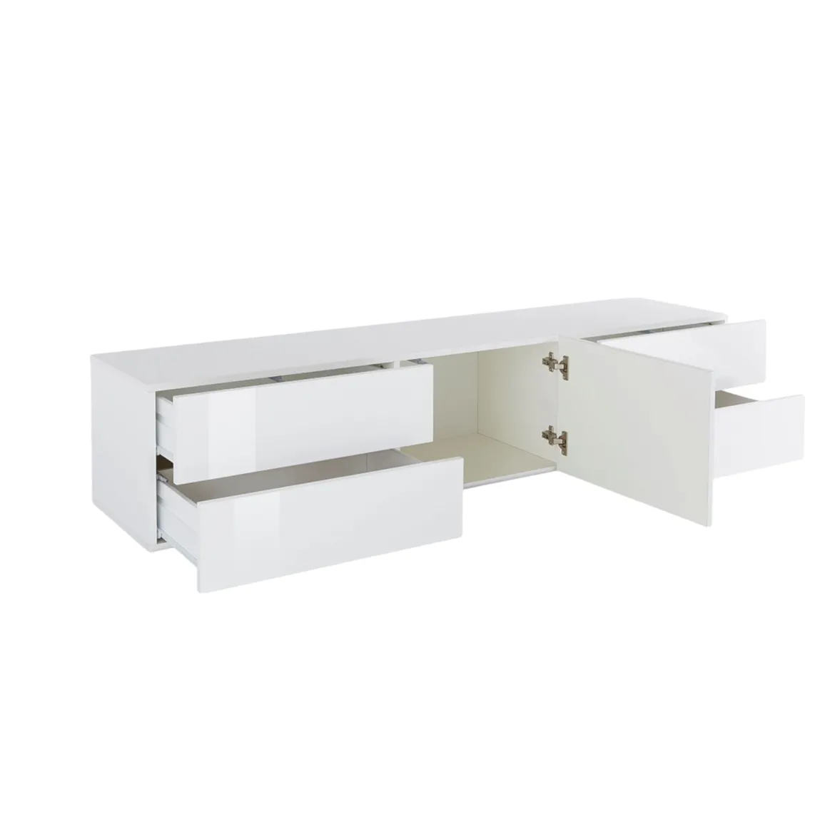 Base TV bianco lucido 170x40x35h cm in legno - Ariad