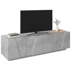 Base TV cemento 162x44x46h cm 4 ante e 1 cassetto - Acix