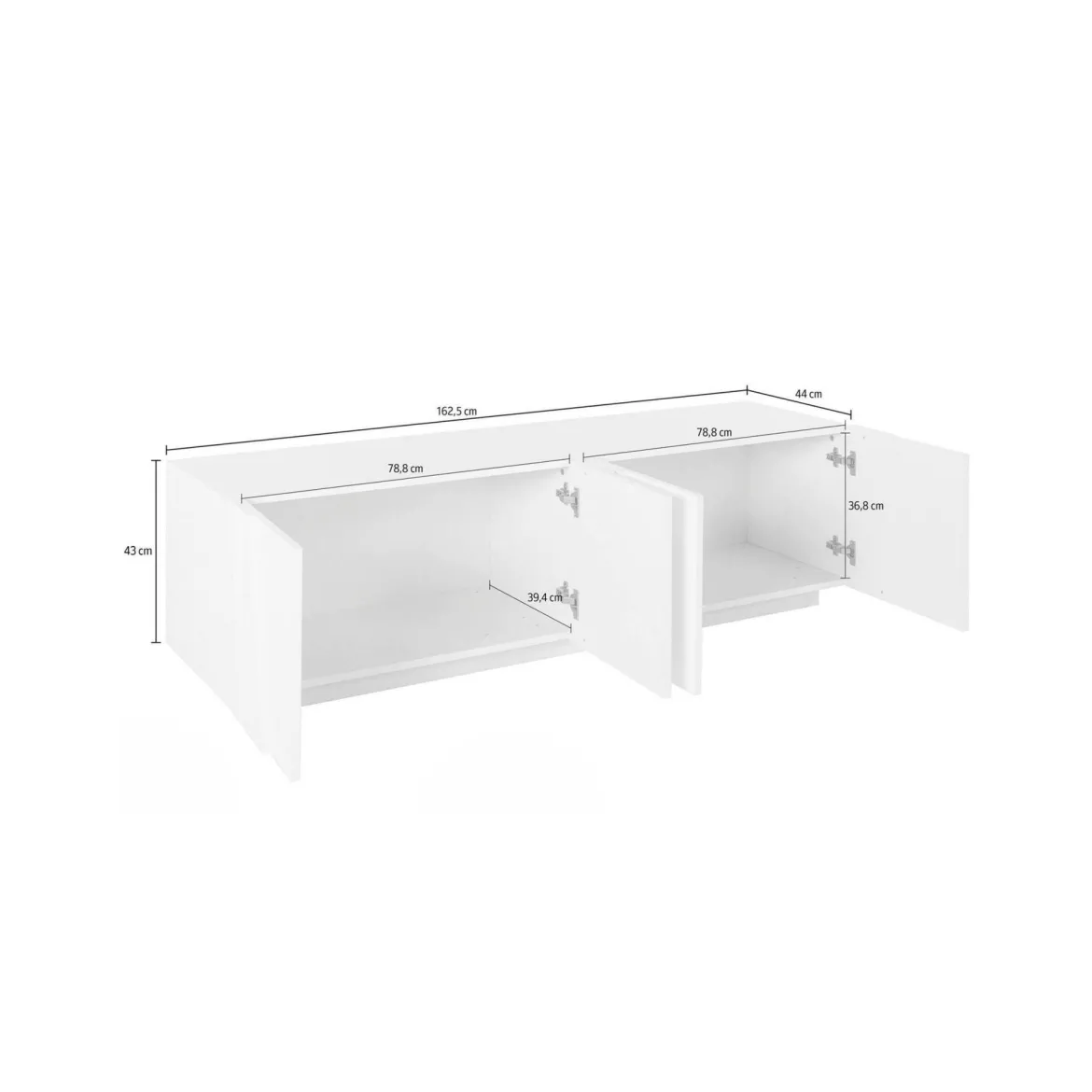 Base TV cemento 162x44x46h cm 4 ante e 1 cassetto - Acix