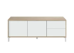 Base TV rovere e bianco 130x41x47h cm 2 ante e 2 cassetti - Alva