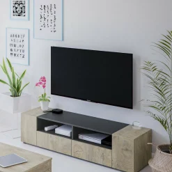 Base TV rovere 138x42x36h cm 4 ante - Ebe