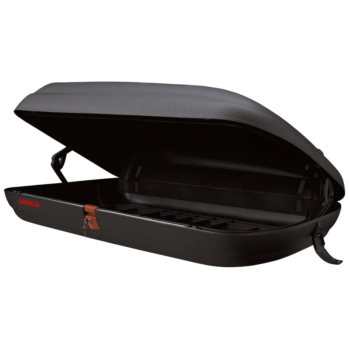 Baule Auto Nero Finitura Effetto Carbonio Capacità 250 l, 55 kg, Apertura a Ribalta Made in Italy - Chivin