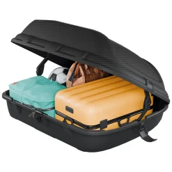 Baule Auto Nero Finitura Effetto Carbonio Capacità 270 l, 55 kg, Apertura a Ribalta Made in Italy - Chivin