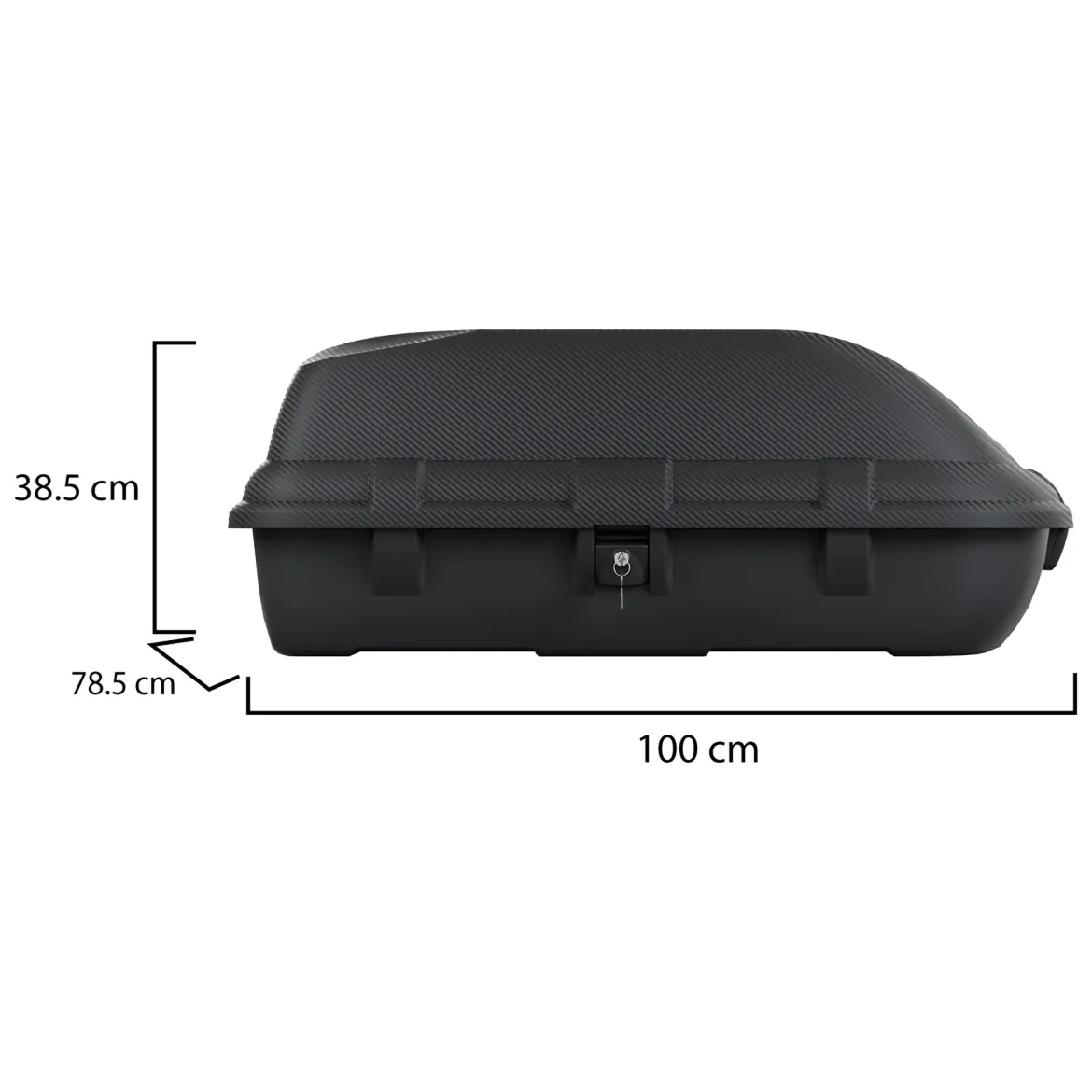 Baule Auto Nero Finitura Effetto Carbonio Capacità 270 l, 55 kg, Apertura a Ribalta Made in Italy - Chivin