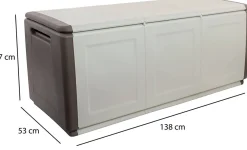 Baule da giardino impermeabile 138x53x57h cm beige e marrone - Achse