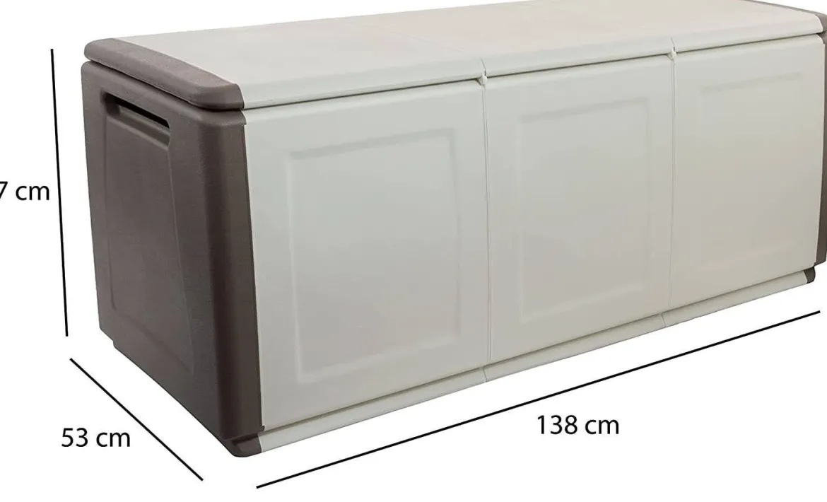 Baule da giardino impermeabile 138x53x57h cm beige e marrone - Achse