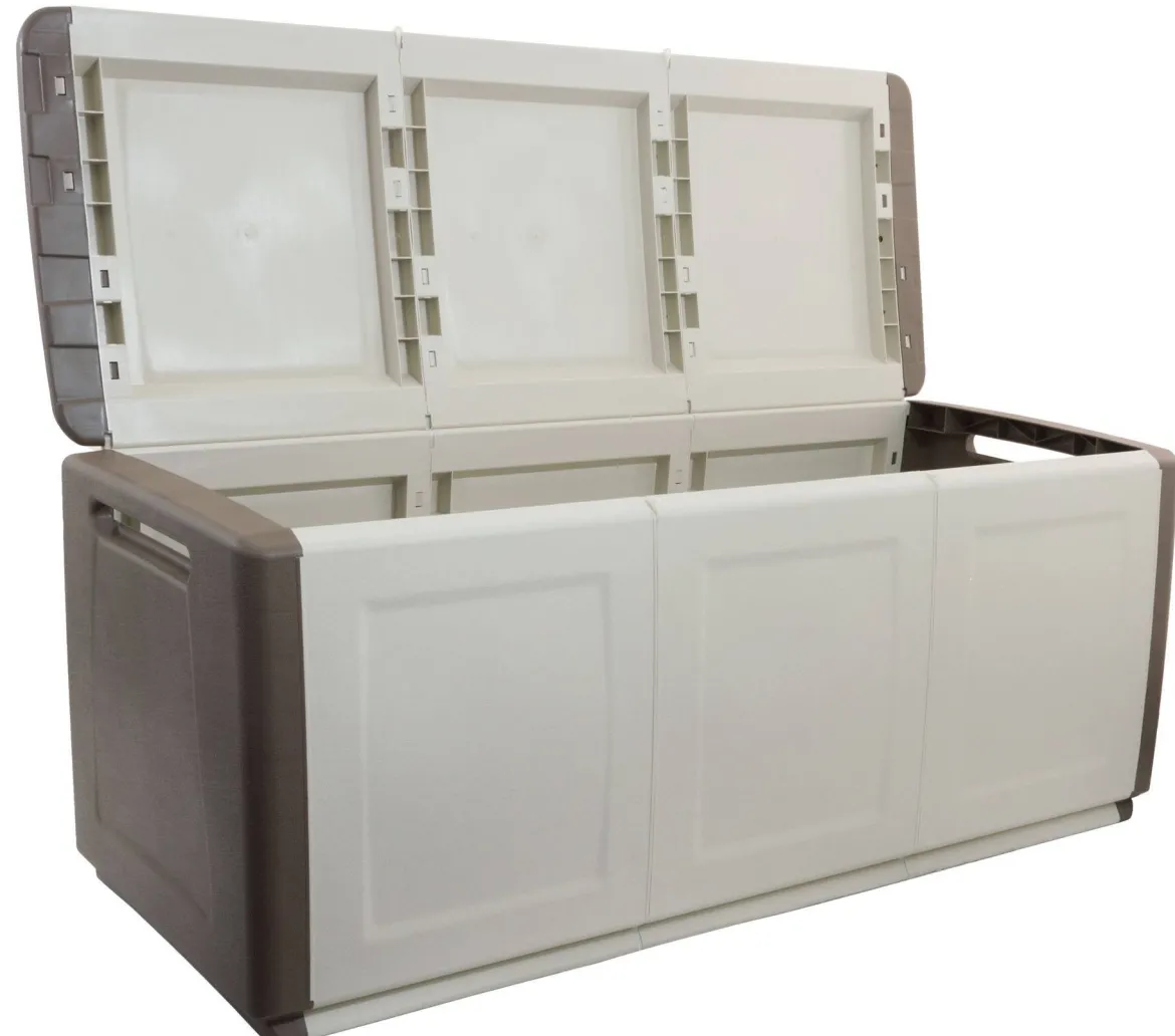 Baule da giardino impermeabile 138x53x57h cm beige e marrone - Achse