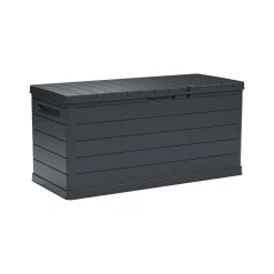 Baule Nero Antracite Resistente ai Raggi uv Impermeabile Capacità 350 l Chiusura Lucchetto 118.5x52x56.8h cm, Materiale Piano in Plastica - Nurri