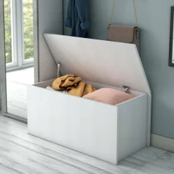 Baule salvaspazio in legno 90x45x45h cm bianco - Ayusnay