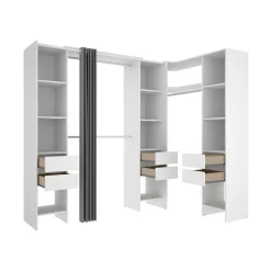Cabina armadio ad angolo con cassetti bianca 234x205h cm - Alanno