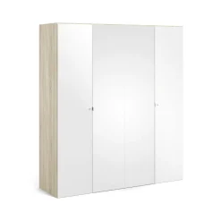 Cabina armadio 4 ante quercia e bianca lucida 195x218h cm - Keila
