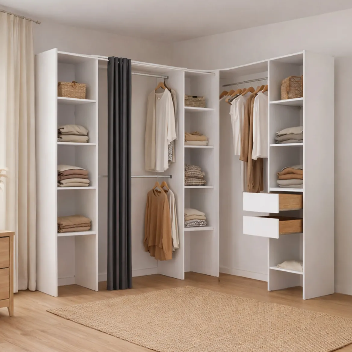 Cabina armadio con ripiani regolabili bianca 234x205h cm - Dindo