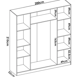 Cabina armadio con ripiani regolabili rovere 214x205h cm - Pali