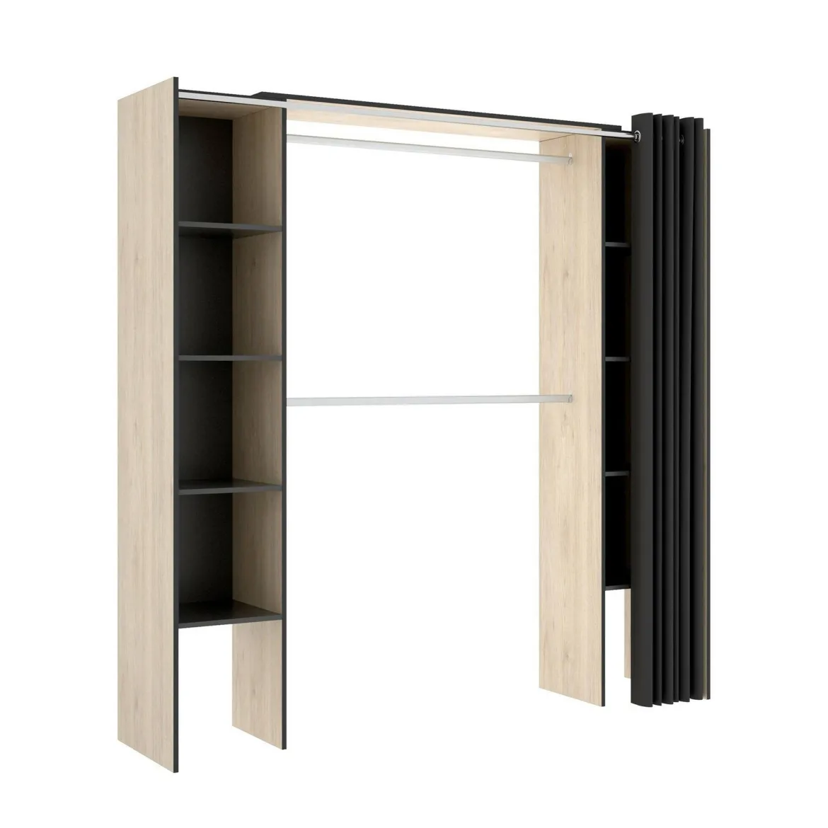 Cabina armadio con tenda rovere e grigia 180x205h cm - Acron