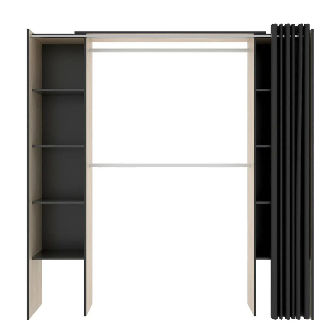 Cabina armadio con tenda rovere e grigia 180x205h cm - Acron