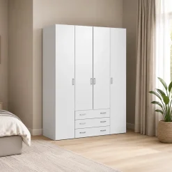 Cabina armadio in legno bianca lucida 154x200h cm - Amoruccio