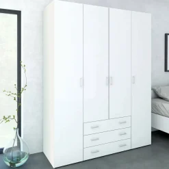 Cabina armadio in legno bianca lucida 154x200h cm - Amoruccio