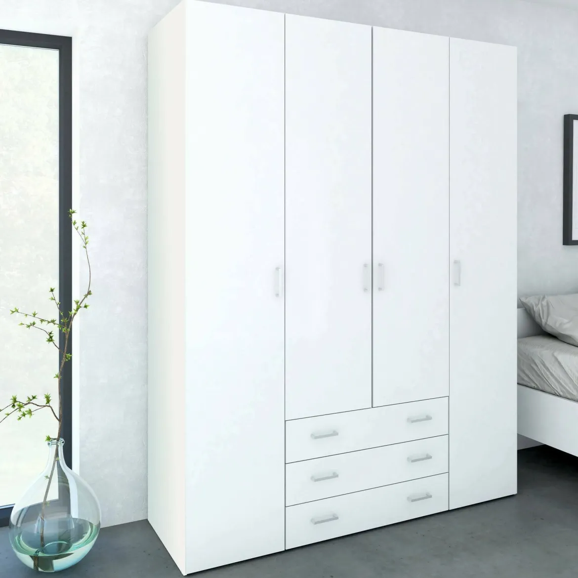 Cabina armadio in legno bianca lucida 154x200h cm - Amoruccio