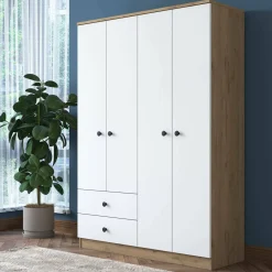 Cabina armadio in legno noce e bianca 120x170h cm - Acanto