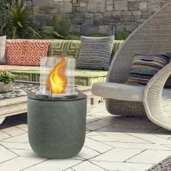 Caminetto a bioetanolo da tavolo 35x35x55h cm verde - Agazzano