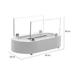 Camino a Bioetanolo Bianco Capacità 1 lt Superficie Riscaldabile 30 40x20x20h cm, Potenza (kw) 2.5 - Lahabana