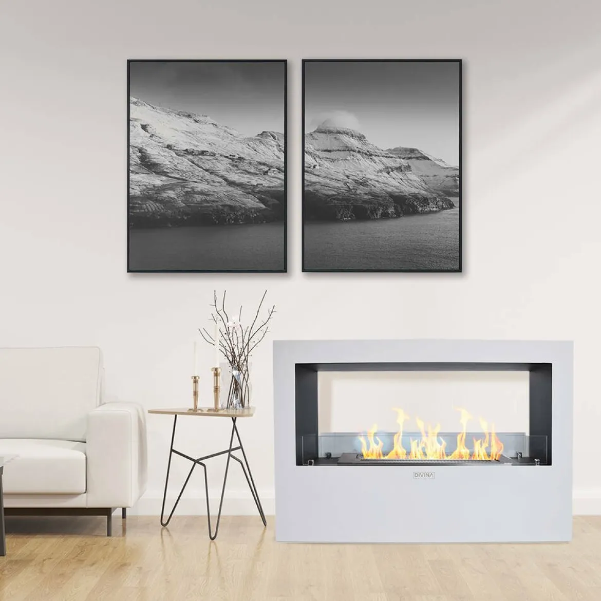 Camino a bioetanolo da pavimento 100x30x70h cm nero - Aicurzio